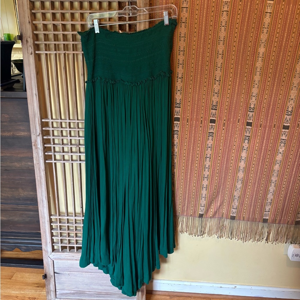 Boho Free People Strapless Green Jumpsuit